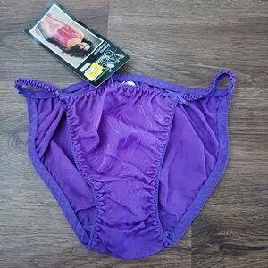 New Vintage Van Dale String Charmeuse Bikini Panties Purple Size 6